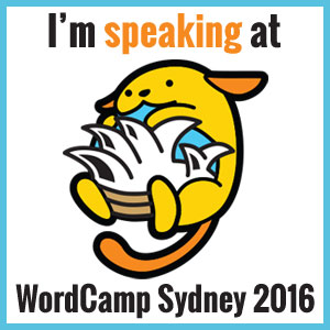 I'm speaking WordCamp Sydney 2016 badge white background 300x300 px