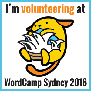 I'm volunteering at WordCamp Sydney 2016 badge transparent background 300x300 px